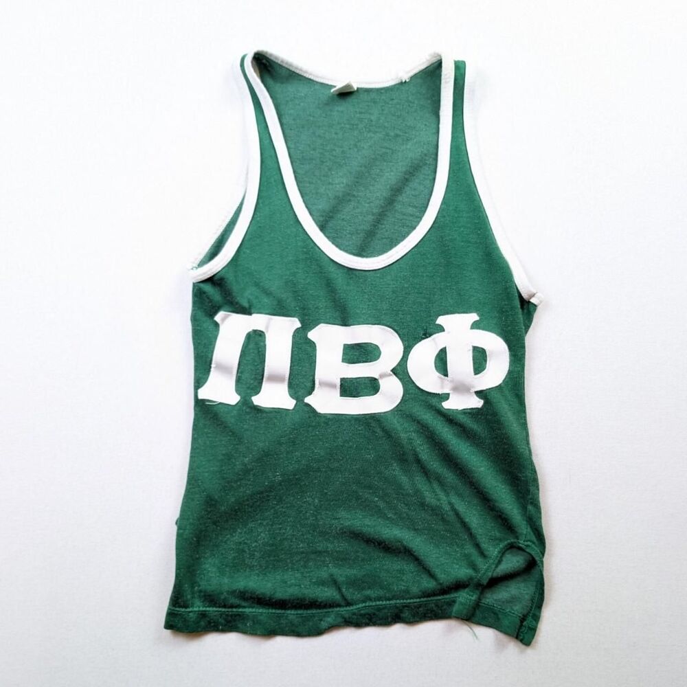 Vintage 60s Russell Southern Fraternity Durene Green Tank Top Size Small